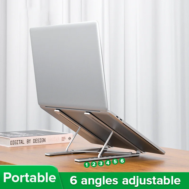 

Портативная подставка для ноутбука из алюминиевого сплава, складной держатель для компьютера с 6 углами, регулируемый охлаждающий кронштей...