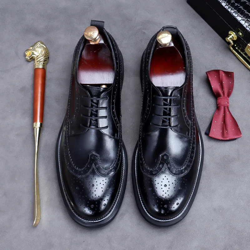 

big size mens casual business wedding formal dress cow leather brogue shoes carved bullock platform derby shoe gentleman zapatos