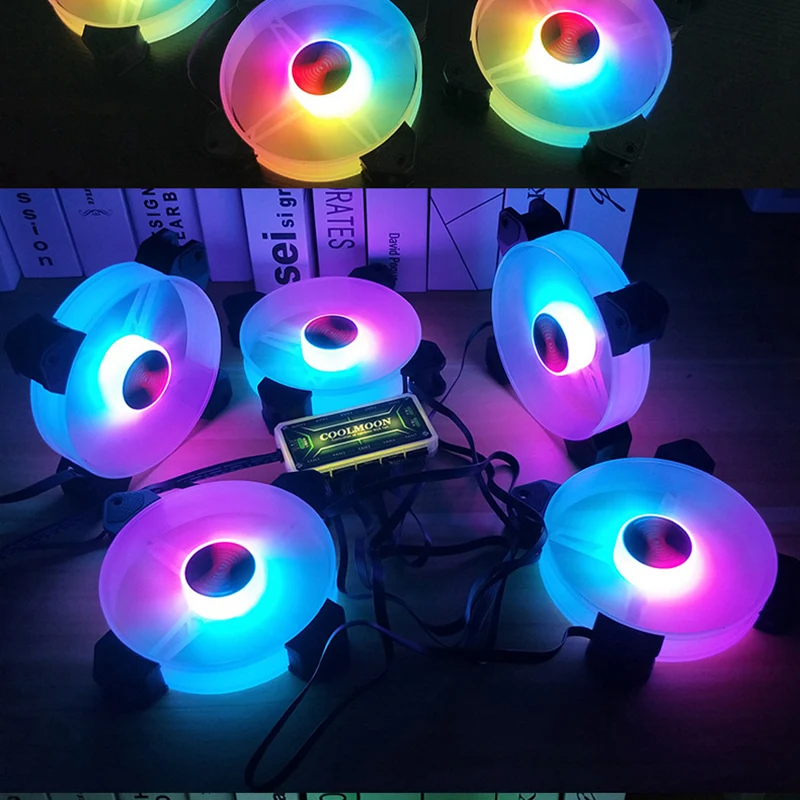 COOLMOON F-YH чехол для компьютера PC охлаждающий вентилятор RGB Настройка 120 мм тихий +