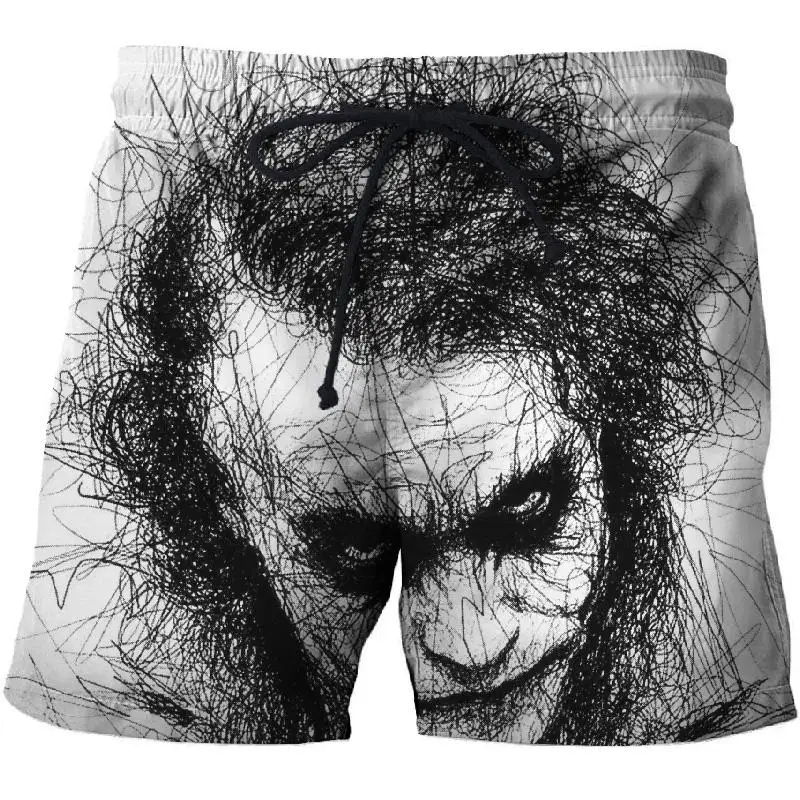 

2021 new expression 3D Print off white Beach Shorts Men Board Plage Male Quick Dry haha joker Shorts Swimwear DropShip