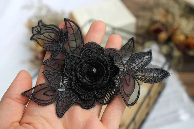 Кружевной Мини-воротник с вышивкой 12 х8 см аппликационные швейные принадлежности