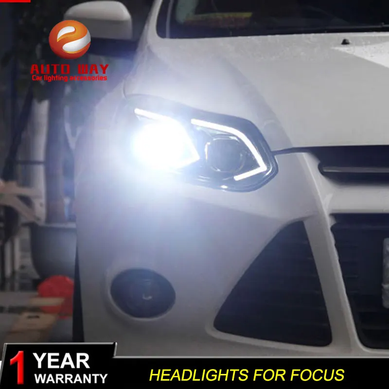 Чехол для стайлинга автомобиля Ford Focus 2012-2014 светодиодный DRL двойной луч HID