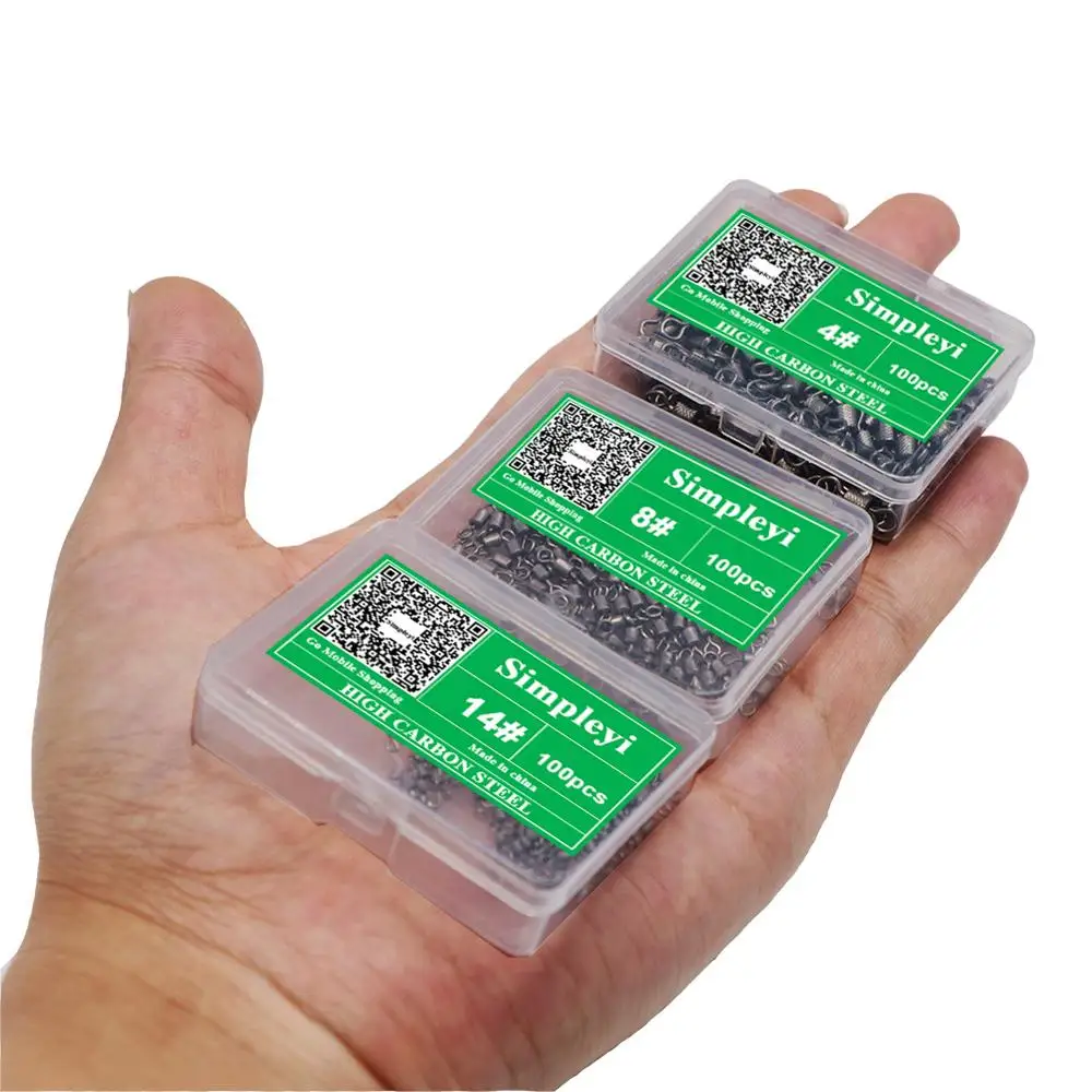 50-100pcs/box Fishing Swivel 4/0#-14# Sizes Solid Connector Ball Bearing Snap Fishing Swivels Rolling Stainless Steel Beads