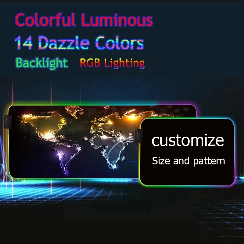 

DIY Customized Colorful Luminous RGB Gaming Mouse Pad Desk Computer Mouse Mat Personalized Mousepad Mouse pad with backlight