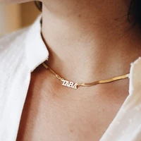 custom name necklace stainless steel snake chain personalized name nameplate pendant gold choker for women girl jewelry gifts