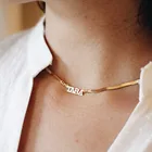 Ожерелье с именем на заказ, змеиная цепочка из нержавеющей стали, персонализированное название, золотистый чокер для женщин, ювелирные изделия для девушек, подарки
