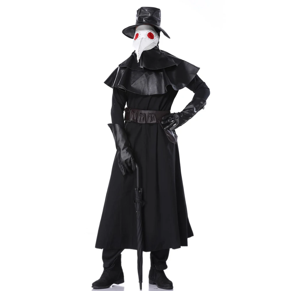 

Doctor Schnabel Costumes Design Hand Made Plague Doctor Death Mask Bird Beak Spike Steampunk Steam Punk Gothic uniform Cosplay