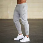Серые тренировочные штаны для фитнеса, однотонные штаны для бега, мужские спортивные брюки-карандаш, мужские хлопковые Мягкие штаны для бодибилдинга и бега, брюки для спортзала
