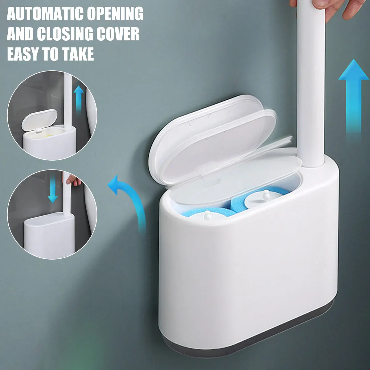 

Wall Toilet Wand Kit Disposable Toilet Brush Holder Set Bathroom Cleaning System Cleaner Accessories Household Toilet Loo Brush