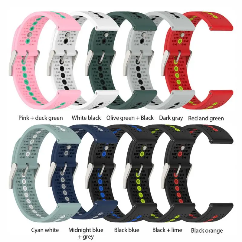 

Silicone Breathable Watchband For Samsung Watch4/Huawei Watch GT2/Garmin Sport Watch Band 20mm Replacement Wristband