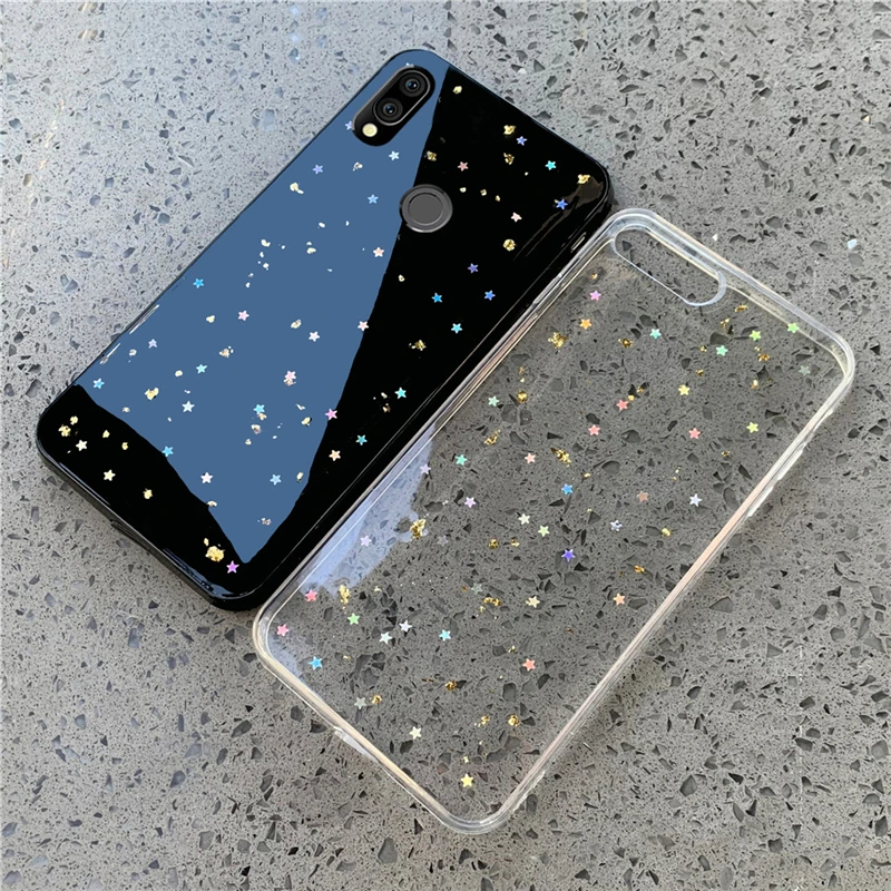 Чехол для Xiaomi Redmi Note 7 золотой чехол со звездами из фольги Mi 9 8 SE Lite 6 5 K20 Pro Plus 7A 6A 5A 4X