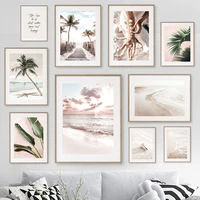 beach palm tree bridge sea wave landscape wall art canvas painting nordic posters and prints wall pictures for living room decor