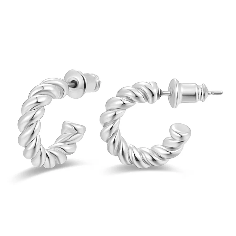 

Copper Round Simplicity C Shape Hoop Earring Twisted Rope Stud Earring For Women Girl Wedding Fashion Jewelry Gift Wholesale