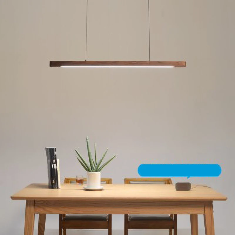 

Designer Nordic Restaurant Bar Wood Pendant Lights Black Walnut Minimalist Long Strip Led Hanglamp Home Decor Dining Room Lights