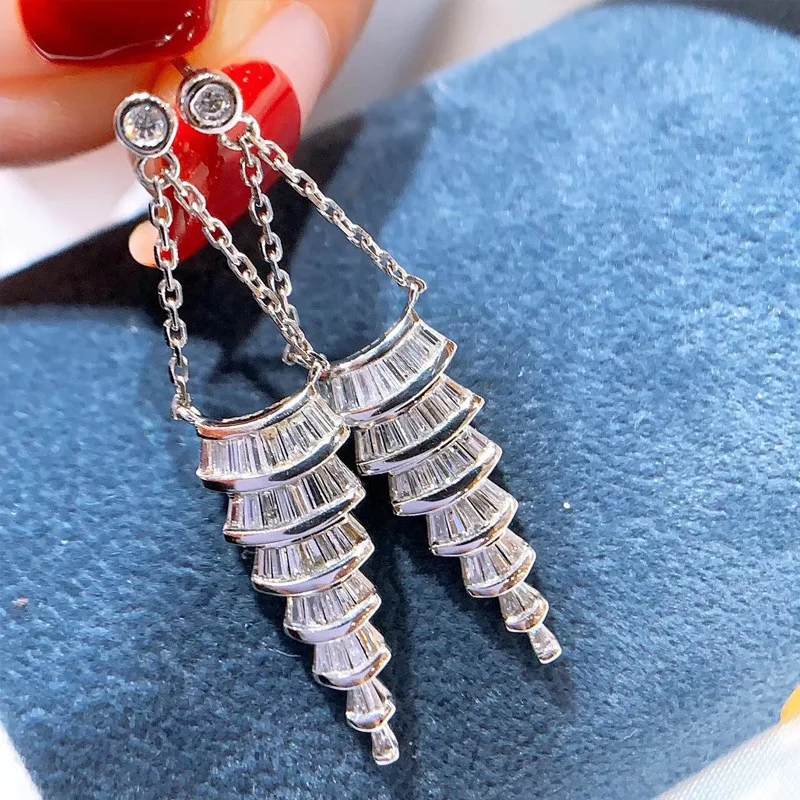 

Серьги-подвески женские Bohe, из стерлингового серебра 925 пробы, в форме юбки, с бриллиантами