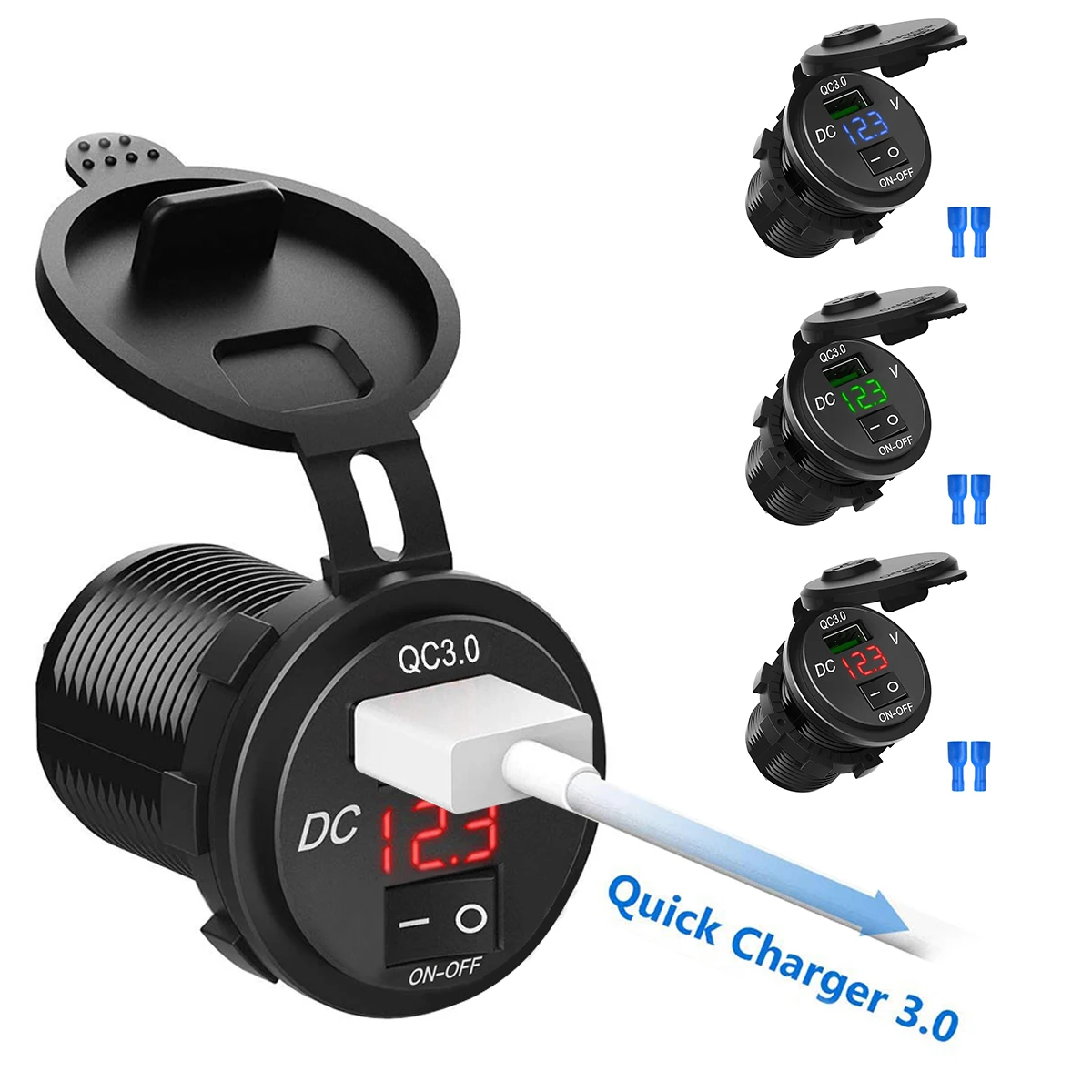 DC 12V-24V Quick Charge 3 0 USB Автомобильное зарядное устройство с цифровым дисплеем