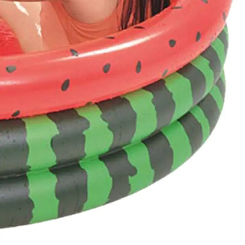 

PVC Inflatable Three-ring Round Swimming Pool Rainbow/Watermelon/Solid Color Red Printing Portable Children Outdoor Pool