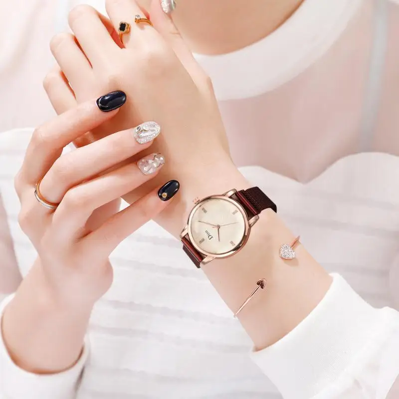 Роскошные женские наручные часы со стразами из розового золота модные магнитные