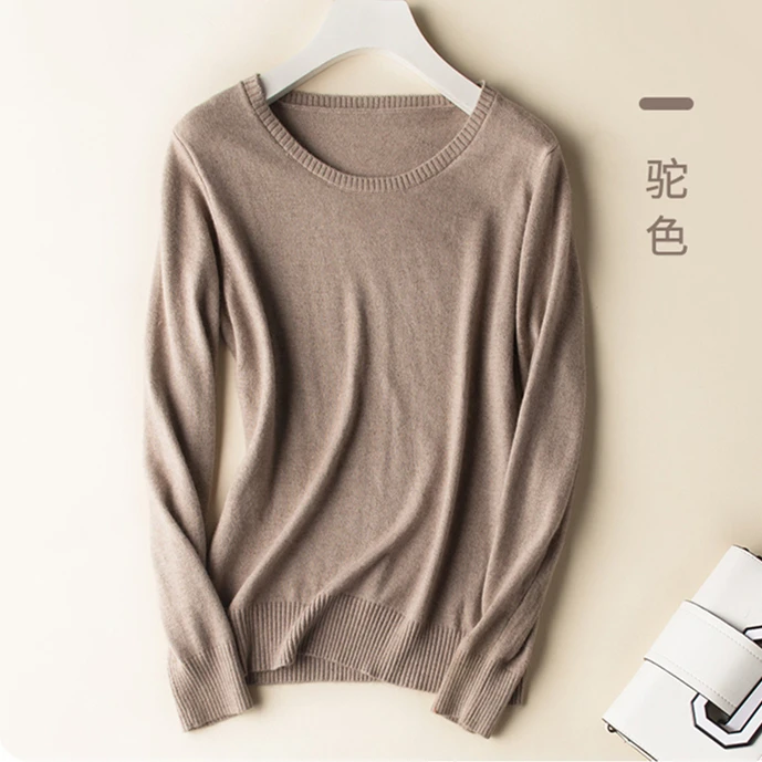 Женский кашемировый свитер оверсайз с круглым вырезом вязаный пуловер Harajuku