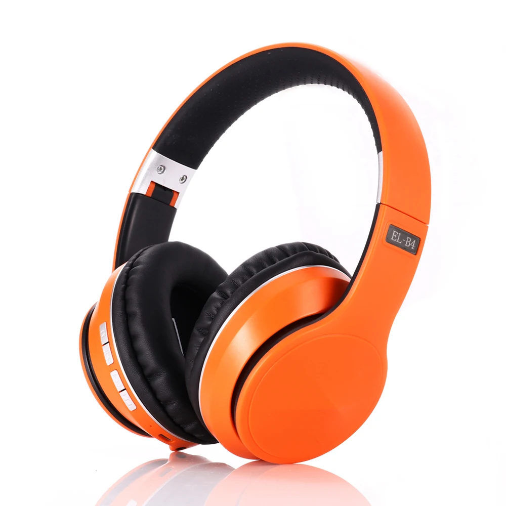 

Bestseller Fashion Over-Head Headphones Wireless Wired Bluetooth Hifi Stereo Surround Foldable Headset Yellow Orange Earphones