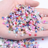 half round beads 10000pcs 4mm colors flatback imitation ornament jewelry pearlized cabochon glue on resin pearls diy