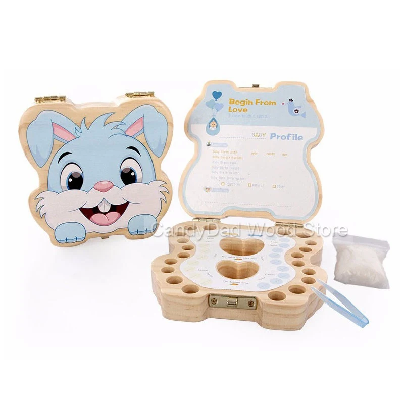 

3-7 Лет Деревянные Игрушки Милый Кролик Деревянные Коробка Зуб Зубы Организатор коробка Для Ребенка Экономии Молочные Зубы Рождественский П...