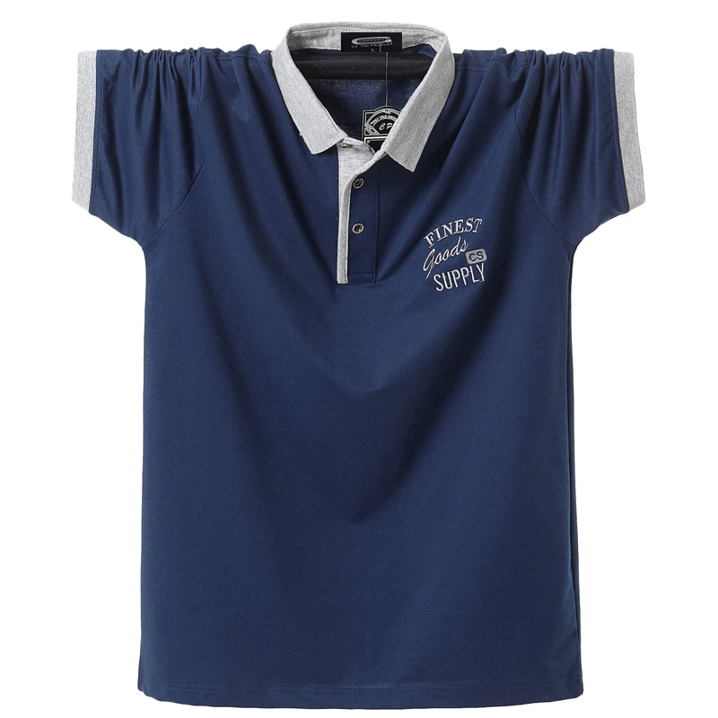 

2021 Men Summer Short Polo Shirt Mens Stand Collar Polo Shirts Embroidery Casual Cotton Homme 5XL Plus Size Business Tops Shirt