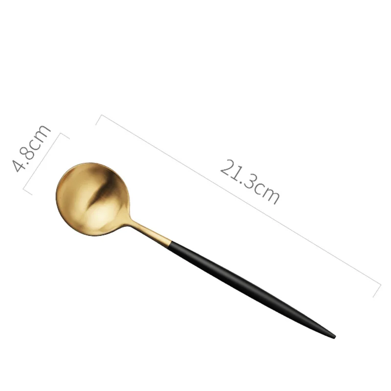 Soup spoon Золотой набор столовых приборов 304 из нержавеющей стали, столовый нож, вилка, Западный набор еды для детей, набор посуды для путешествий - Цвет: Soup spoon