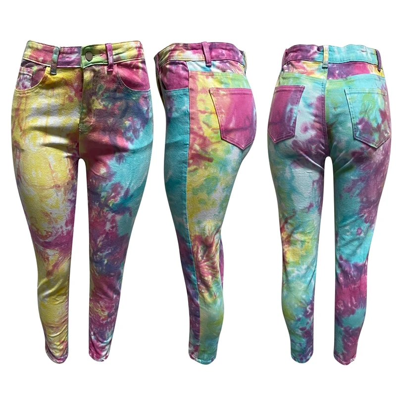 

TNNAOFF Sexy Graffiti Jeans for Women Fall Clothes Fashion Elastic Bodycon High Waist Denim Streetwear Club Straight Leg Pants
