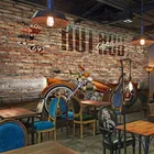 Пользовательские фото обои ретро 3D стерео мотоцикл кирпичная стена Фреска ресторан кафе фон стены Декор Papel De Parede Фреска