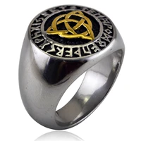 celtic knot ring stainless steel titanium for men and women irish symbol triquetera cross amulet retro vintage punk style