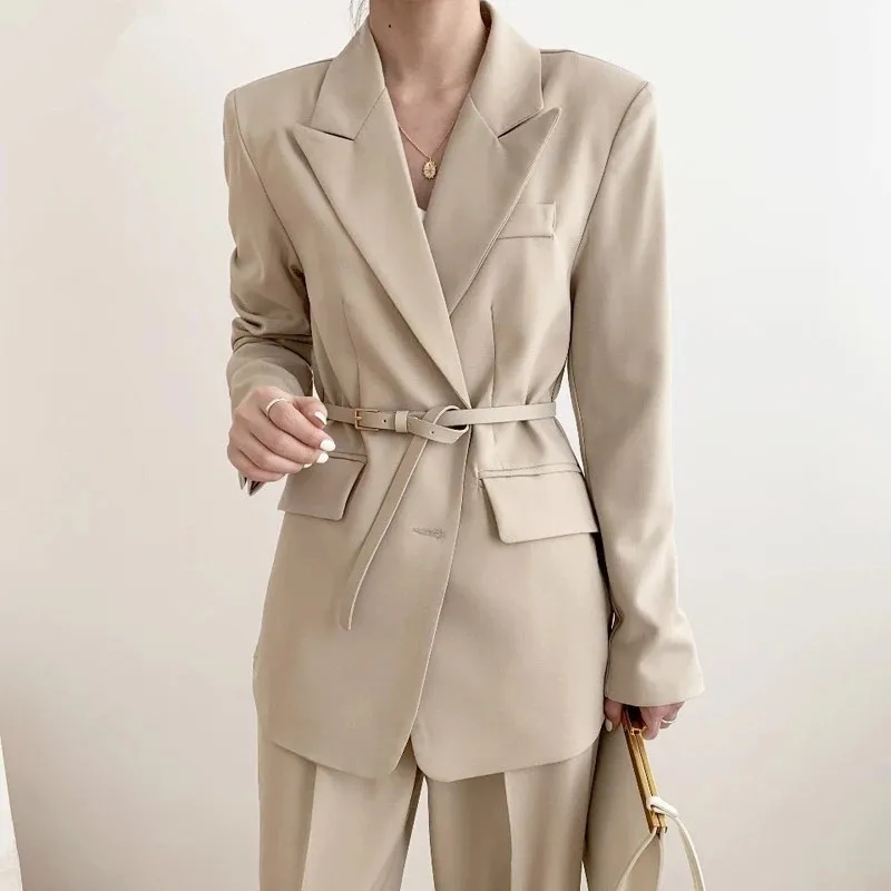 

Loose Casual Women Blazers Korean Student Blazer Long Sleeve Pocket Jacket Office Lady Business Blazer Coat
