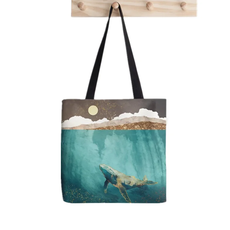 

Women Shopper bag Light beneath Printed Kawaii Bag Harajuku Shopping Canvas Shopper Bag girl handbag Tote Shoulder Lady Bag
