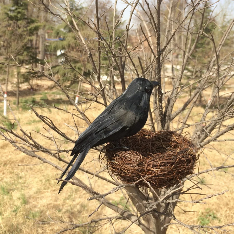 4 шт. Искусственные Птицы черный ворон фигурки ворона пернатая птица для