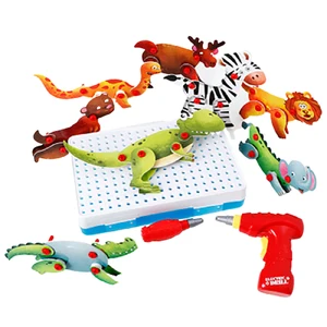 Игрушка-конструктор сделай сам, электрическая дрель, шурупы для сборки животных, модель блока, игрушка для мальчиков, детские игрушки, развивающие головоломки для игр