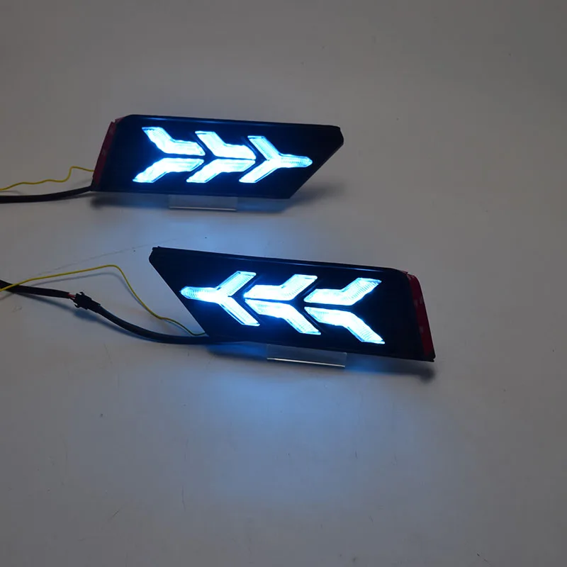 

ECAHAYAKU 1 Pair LED DRL Daytime Running Light for VW Jetta 2016 2017 2018 with Yellow Turn Signal Light Blue Night Running Lamp