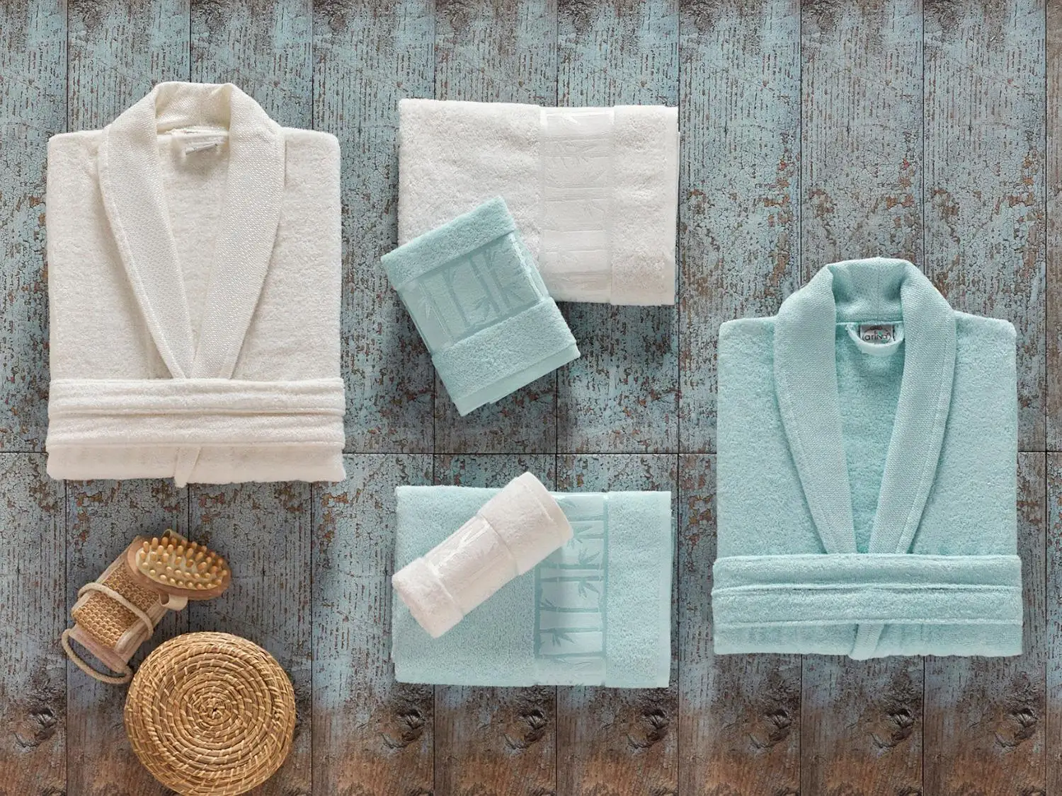 

Arliva Bamboo Family Bathrobe Set Mint Cream