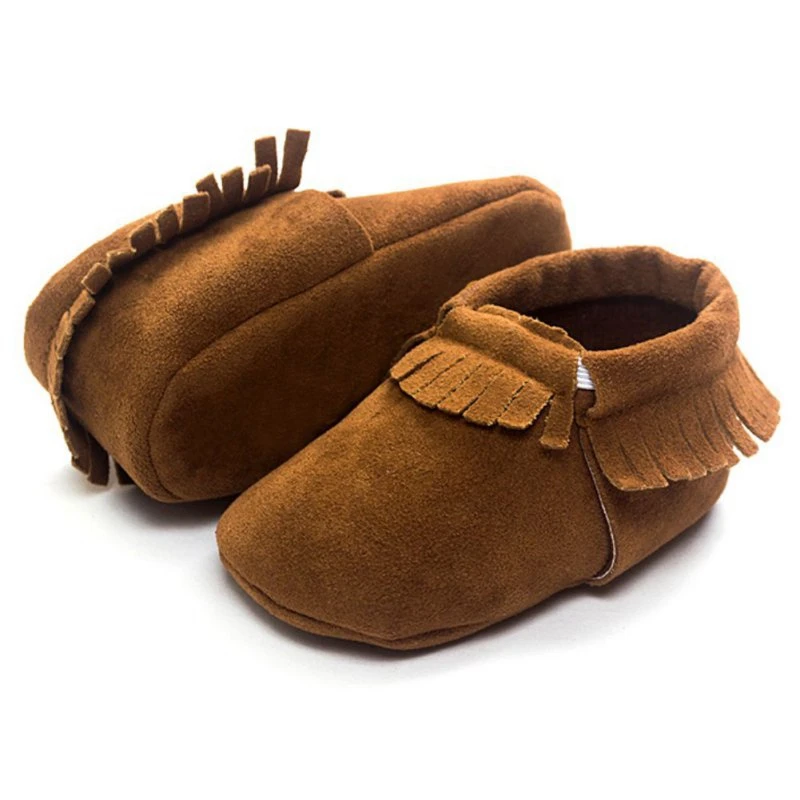 

Newborn Baby Non-slip Shoes PU Suede Leather Kids Boys Girls Soft Shoes Fringe Soft Soled Footwear Crib First Walkers 0-18M