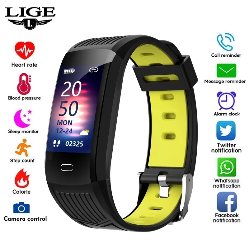 

LIGE 2021New Men Smart Watch Fitness Tracking Smart Wristband Heart Rate Monitoring IP68 Waterproof Women Sport Tracker Bracelet
