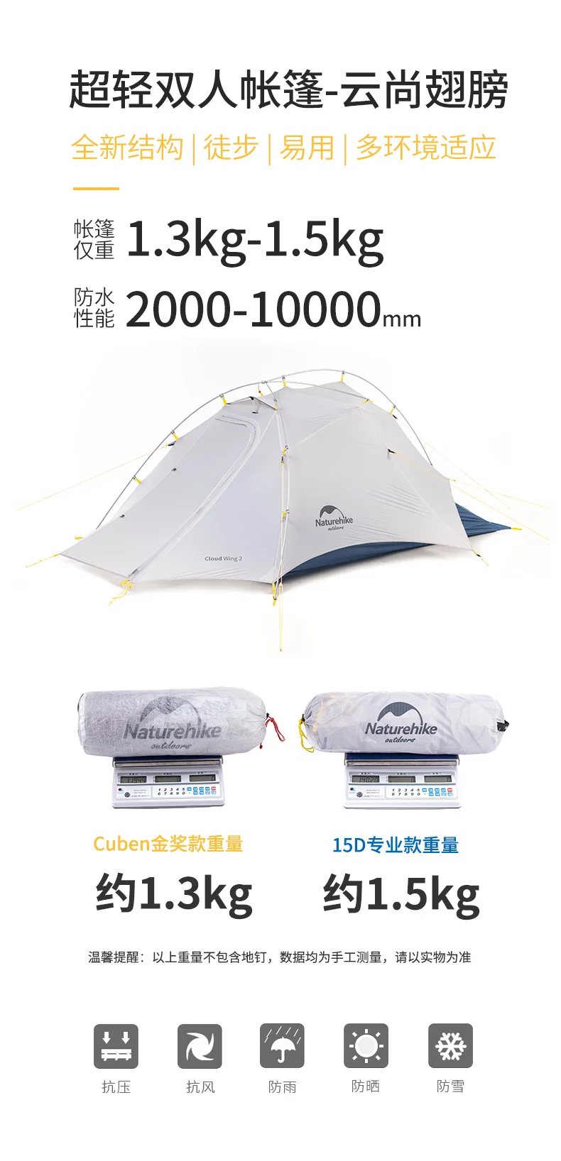 Naturehike cloud up wing 2/15D нейлон 2 человек Открытый Сверхлегкий Палатка с ковриком лучше, чем cloud up 2/cloud пиковая 2
