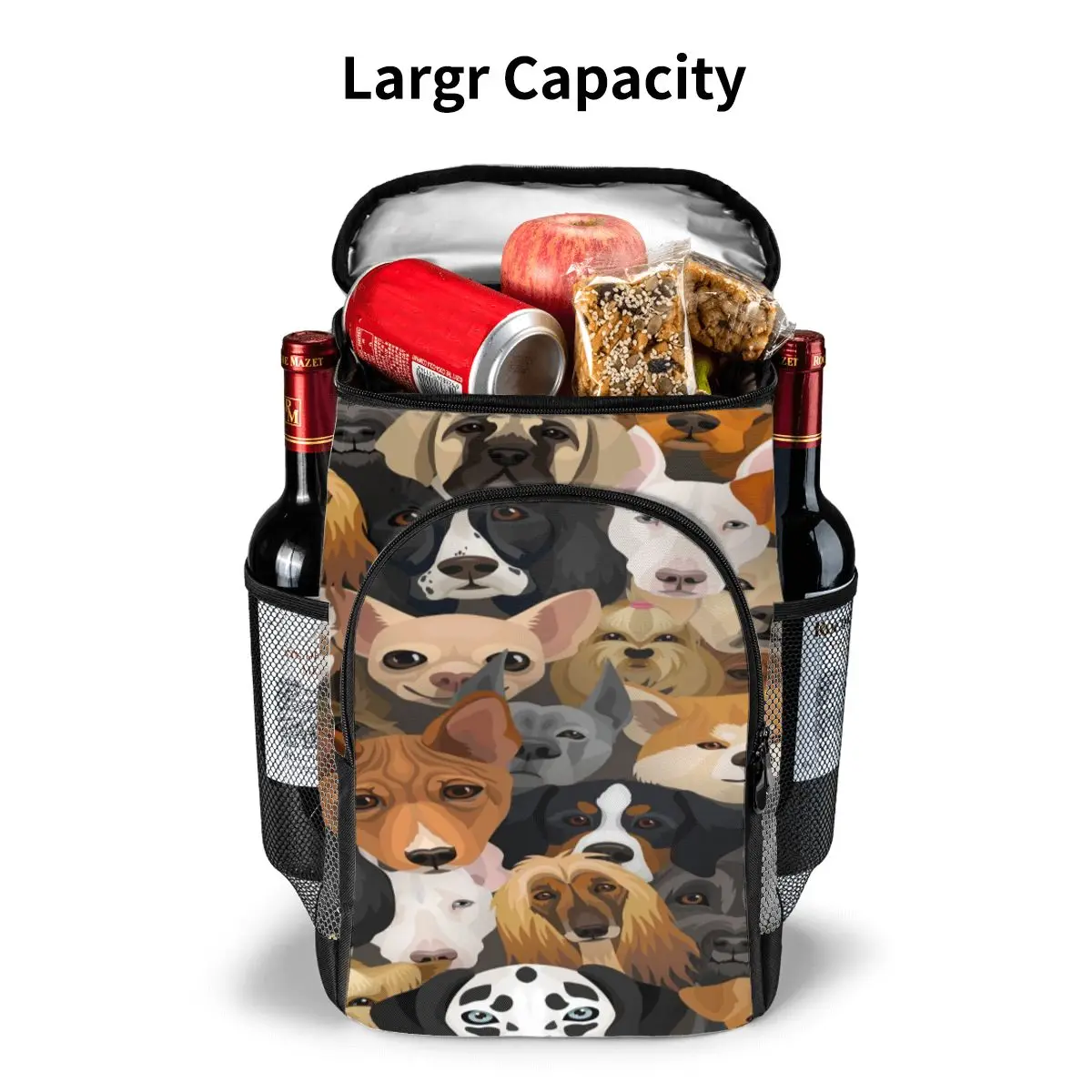 protable insulated thermal cooler waterproof lunch bag dogs different breeds picnic camping backpack double shoulder wine bag free global shipping