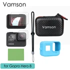 Набор аксессуаров Vamson для GoPro Hero 8 с синей силиконовой резиновой быстрой сумкой для хранения VP814