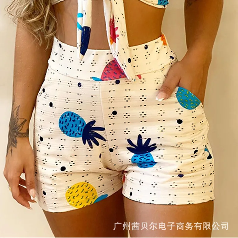 

2021 summer new fashion printed shorts suit
