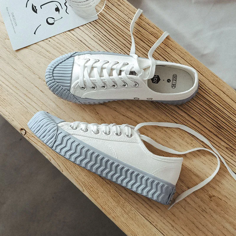 

Кроссовки женские на шнуровке, Вулканизированная подошва, Повседневная дышащая холщовая обувь для прогулок, весна-осень 2019