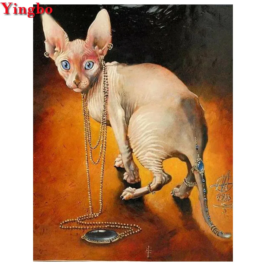 Diy Diamond Painting Sphynx lady Cat Mosaic Embroidery Sale Animal Rhinestones Pictures Full Square Needlework Craft Kit | Дом и сад