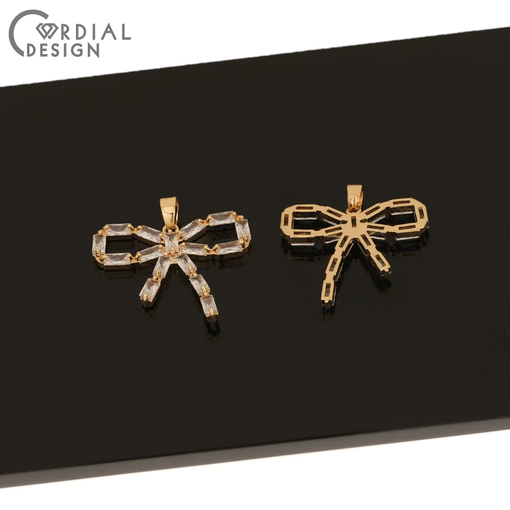 

Cordial Design 10Pcs 25*26MM Jewelry Accessories/CZ Charms/Genuine Gold Plating/Bow/Hand Made/Jewelry Findings & Components