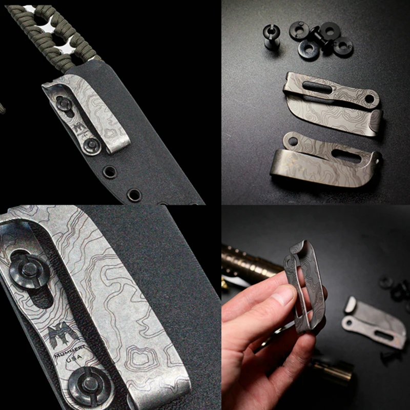 

Titanium Slotted Tumbled Clip EDC sheath Clip Knife Accessories Outdoor Back Clip Knife pocket Waist Clip
