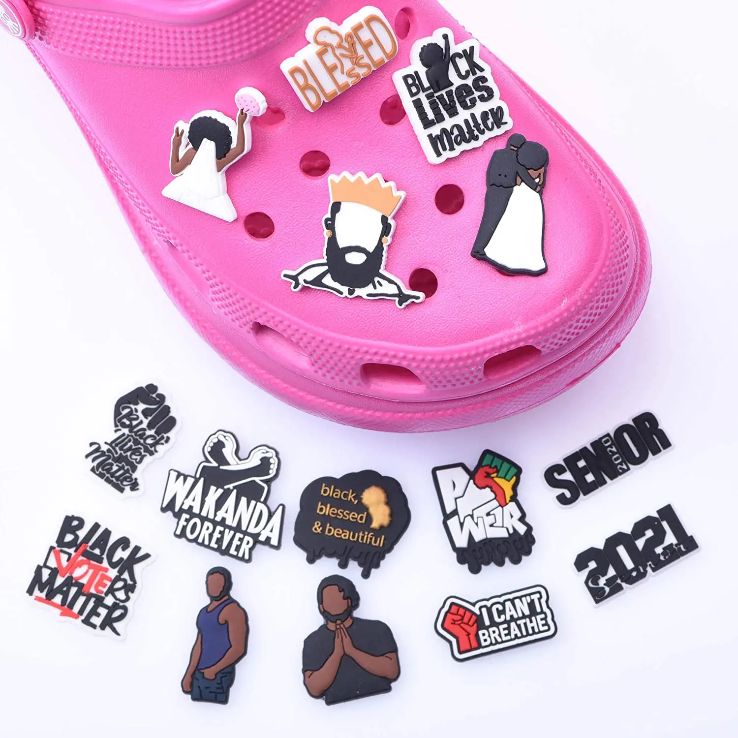 

Shoe Charms Croc charms Black lives Matter Fits for Clog Sandals Decoration for Kids Women Wen