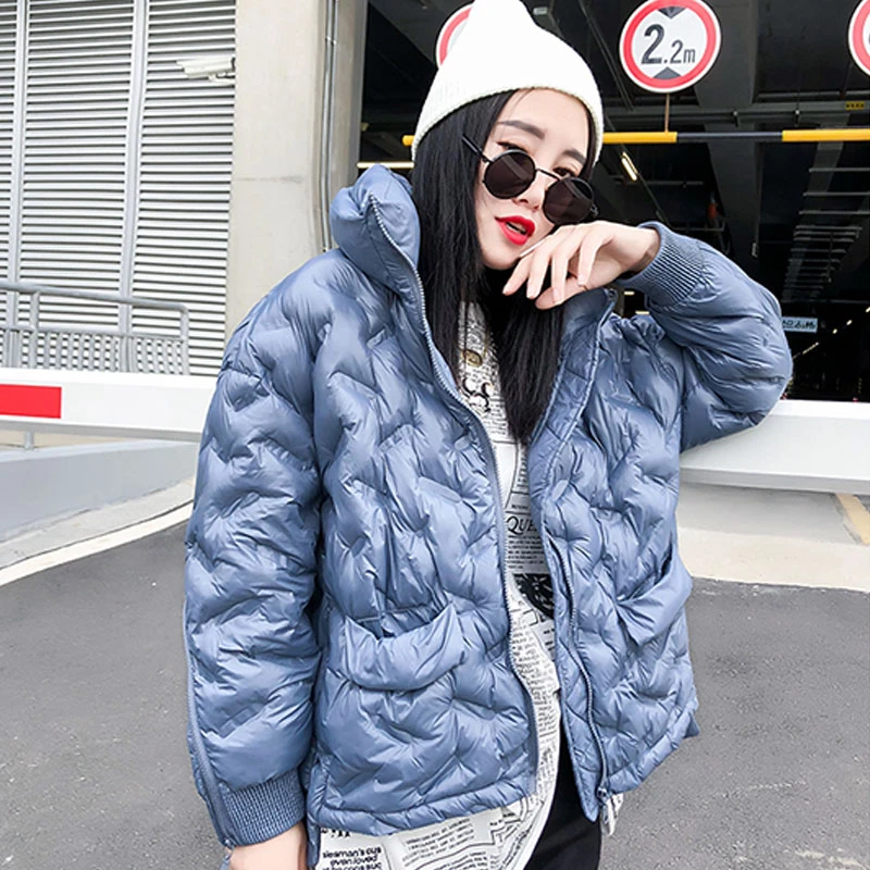 Новинка 2021 черная/синяя зимняя пуховая хлопковая куртка женское плотное зимнее