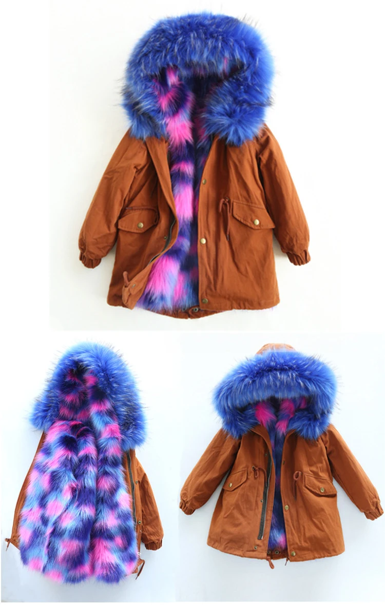 Dollplus/-30 градусов новая одежда для девочек с длинными рукавами, одежда с мехом зимняя куртка теплая детская одежда утепленный пуховик с капюшоном, пальто из искусственного меха подростков верхняя одежда; парка